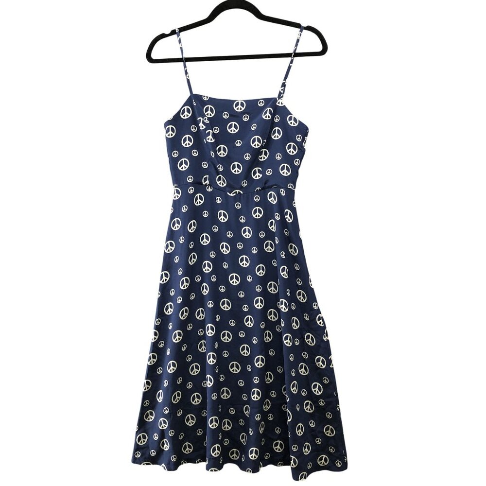 HVN Nora Dress Peace Silk Blue Womens Size 2 Cami Knee Length